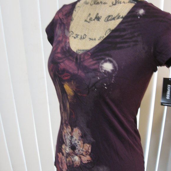 NWT Express purple graphic tee t shirt top XS extra small - Picture 3 of 6